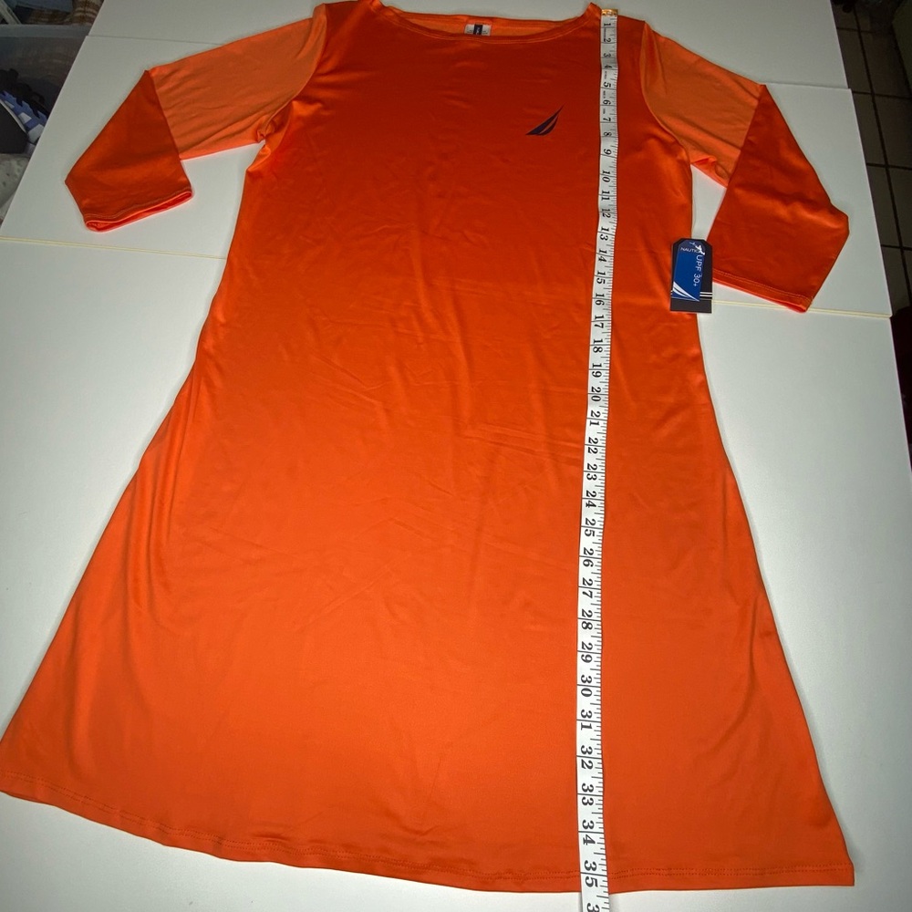 Nautica Dress sz Medium Orange UPF 30 - Picture 6 of 7